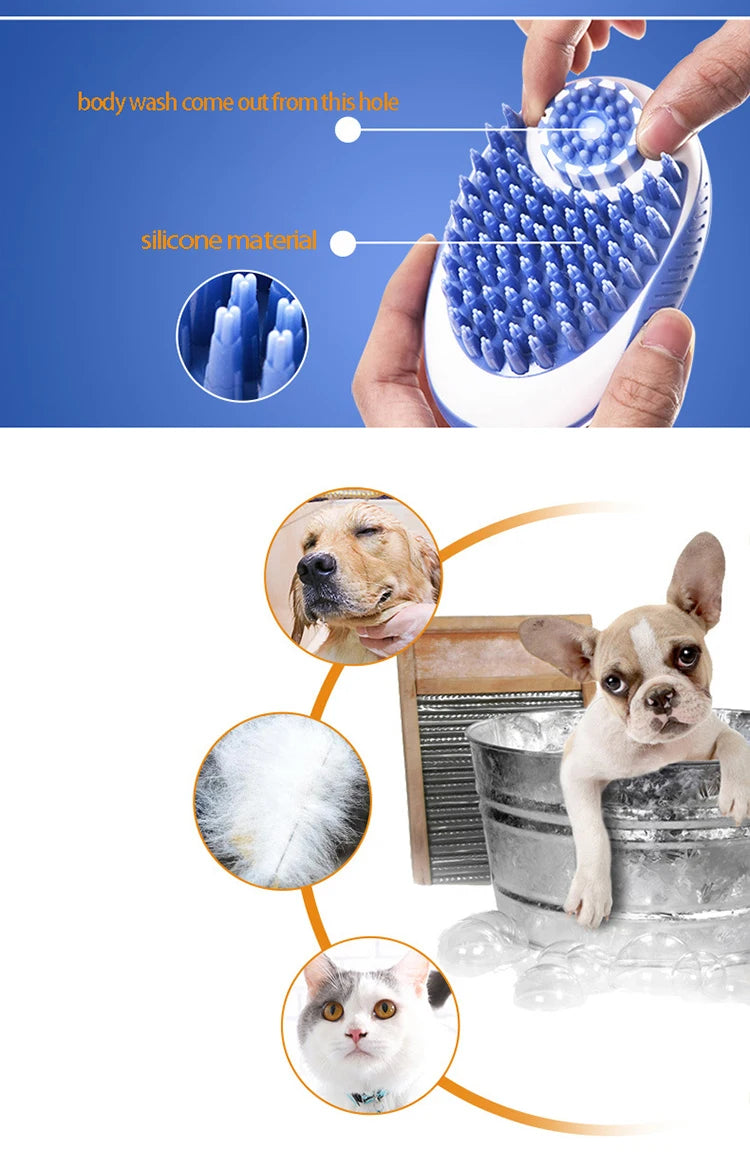 Pet Dog Cat Bath Brush 2-in-1 Pet SPA Massage Comb Soft Silicone Pet Shower Hair Grooming Cmob Dog Cleaning Tool Pet Supplies - MyBestMate