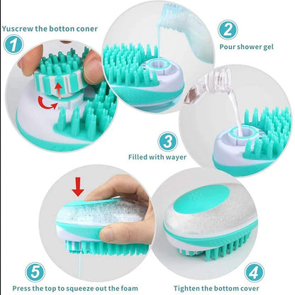 Pet Dog Cat Bath Brush 2-in-1 Pet SPA Massage Comb Soft Silicone Pet Shower Hair Grooming Cmob Dog Cleaning Tool Pet Supplies - MyBestMate