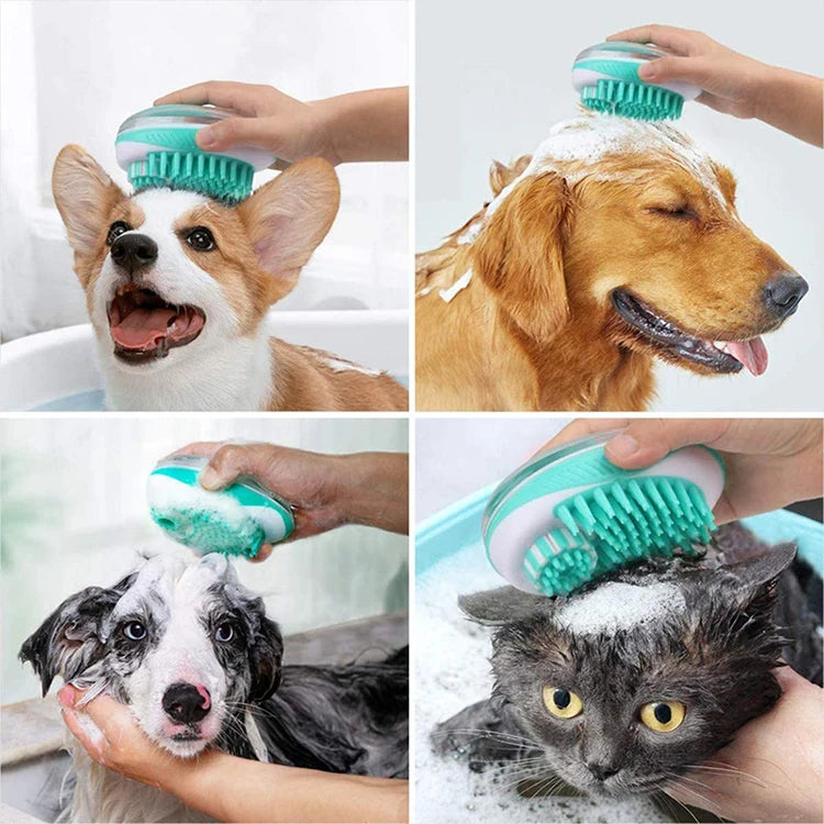 Pet Dog Cat Bath Brush 2-in-1 Pet SPA Massage Comb Soft Silicone Pet Shower Hair Grooming Cmob Dog Cleaning Tool Pet Supplies - MyBestMate