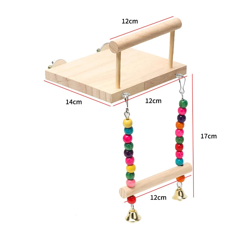 8PCS Set Combination Parrot Bird Toys Wood Articles Bite Pet Bird Toys For Parrot Training Bird Toy Swing Ball Bell Standing - MyBestMate