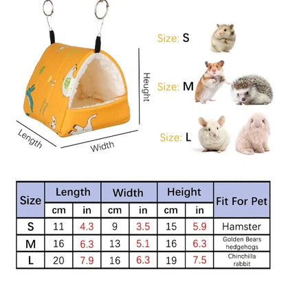 1pc Cute Print Bird Bed Mini Cage Rabbit Squirrel Mat Guinea Pig Nest Hamster House Small Animal Sleeping Bed Pet Hanging Cage - MyBestMate