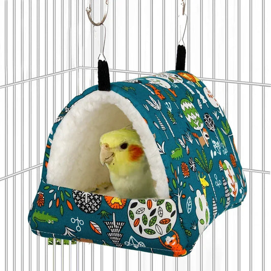 1pc Cute Print Bird Bed Mini Cage Rabbit Squirrel Mat Guinea Pig Nest Hamster House Small Animal Sleeping Bed Pet Hanging Cage - MyBestMate