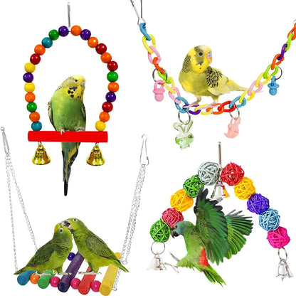 Bird Cage Toys for Parrots Wood Birds Swing Reliable Chewable Bite Bridge Wooden Beads Shape Parrot Toy Bird Toys - MyBestMate