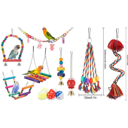 Bird Cage Toys for Parrots Wood Birds Swing Reliable Chewable Bite Bridge Wooden Beads Shape Parrot Toy Bird Toys - MyBestMate