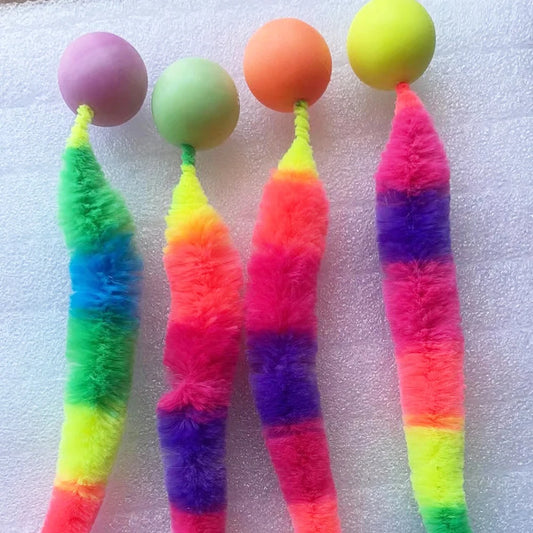 Interactive Cat toys Tickle Cat Colorful bouncing ball Pet supplies Puzzle teasing indoor cat worm caterpillar elastic toy - MyBestMate