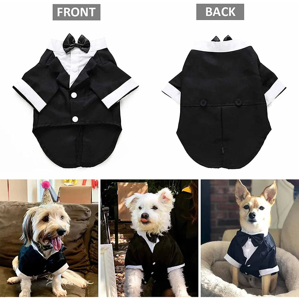 Dog Tuxedo Dog Suit Puppy Pet Tuxedo Wedding Party Costume Dog Prince Bow Tie Shirt Formal Dog Weeding Attire Dogs Cats Clothes - MyBestMate