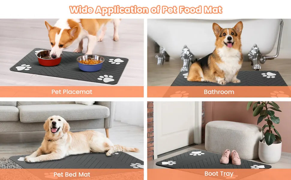 Pet Feeding Mat-Absorbent Pet Placemat for Food and Water Bowl, with Waterproof Rubber Backing, Quick Dry Water Mat for Dog Cat - MyBestMate