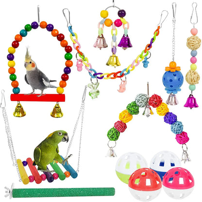 Bird Cage Toys for Parrots Wood Birds Swing Reliable Chewable Bite Bridge Wooden Beads Shape Parrot Toy Bird Toys - MyBestMate