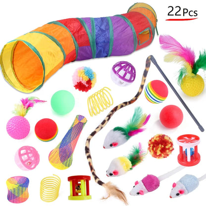 Cat Kitten Toys Set Variety Pack Pet Cat Toy Combination Set Cat Toys Teaser Funny Cat Stick Sisal Mouse Bell Ball Cat Supplies - MyBestMate