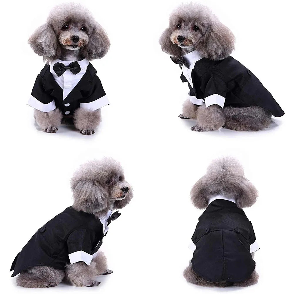 Dog Tuxedo Dog Suit Puppy Pet Tuxedo Wedding Party Costume Dog Prince Bow Tie Shirt Formal Dog Weeding Attire Dogs Cats Clothes - MyBestMate