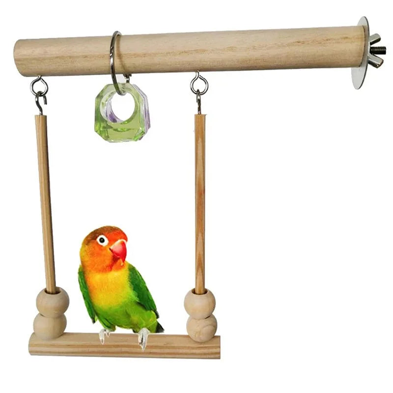 8PCS Set Combination Parrot Bird Toys Wood Articles Bite Pet Bird Toys For Parrot Training Bird Toy Swing Ball Bell Standing - MyBestMate