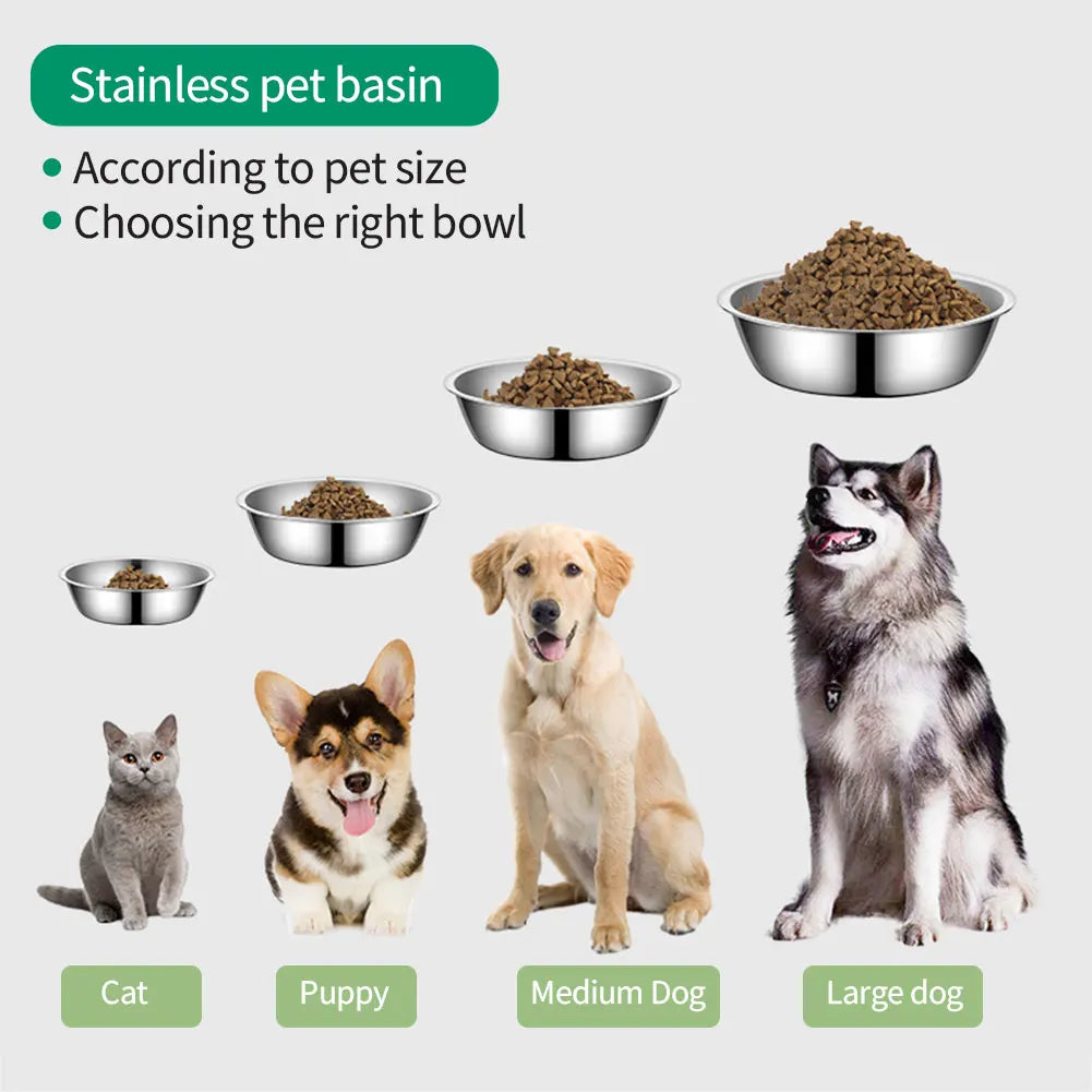 Large Capacity Dog Bowl Stainless Steel Pet Feeding Bowl Cat and Dog Food Drinking Bowl Metal Feeder Bowl Durable and Cheap - MyBestMate