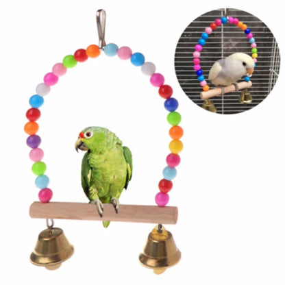 8PCS Set Combination Parrot Bird Toys Wood Articles Bite Pet Bird Toys For Parrot Training Bird Toy Swing Ball Bell Standing - MyBestMate