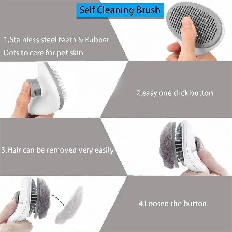 Self-cleaning Pet Hair Remove Comb Cat Slicker Brush Pet Hair Removal Comb For Cats Grooming Brushes Dog Combs Cat Accessories - MyBestMate