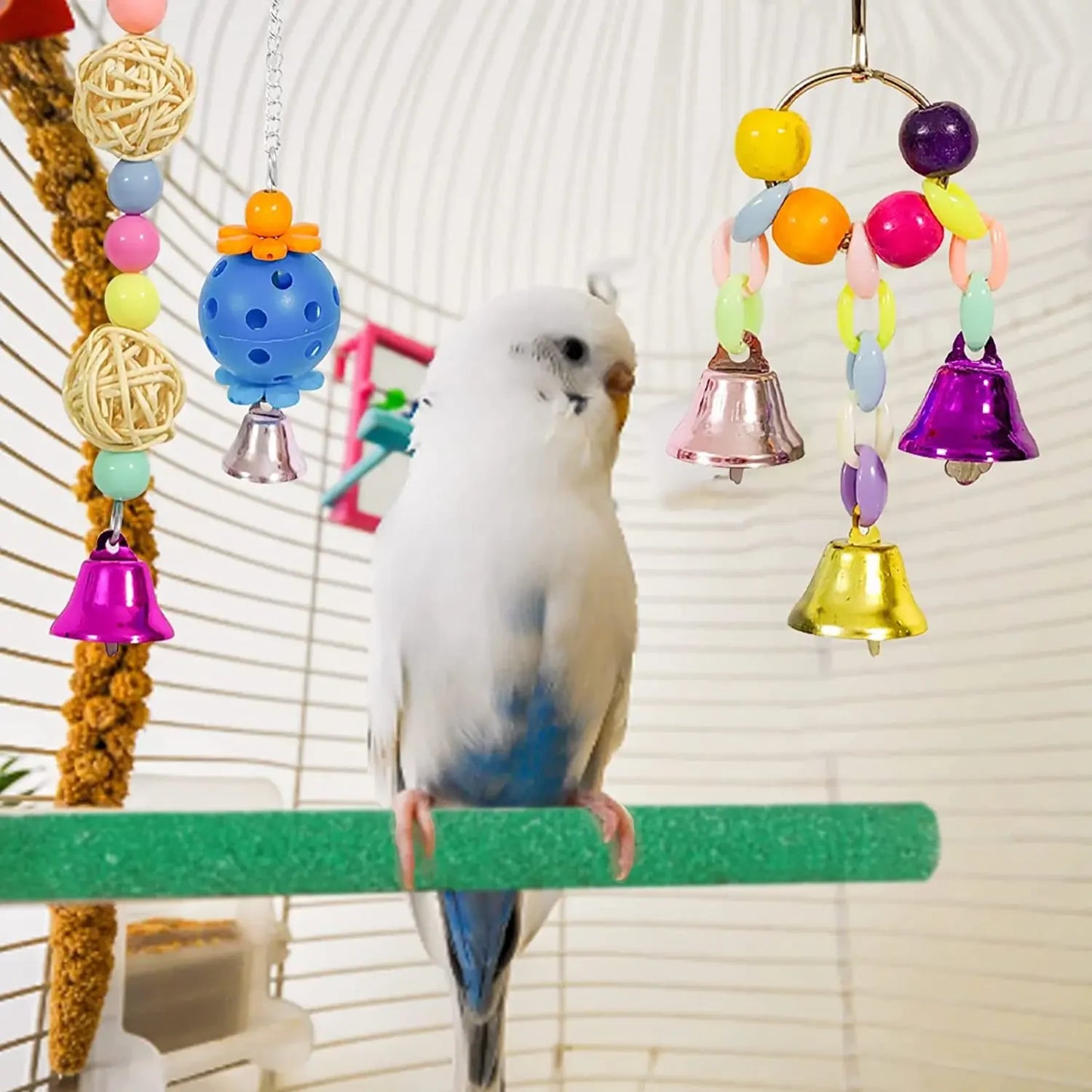 Bird Cage Toys for Parrots Wood Birds Swing Reliable Chewable Bite Bridge Wooden Beads Shape Parrot Toy Bird Toys - MyBestMate