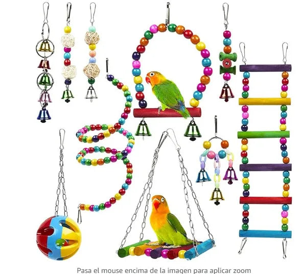 Bird Cage Toys for Parrots Wood Birds Swing Reliable Chewable Bite Bridge Wooden Beads Shape Parrot Toy Bird Toys - MyBestMate