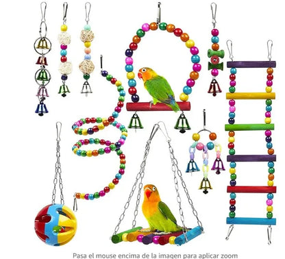 Bird Cage Toys for Parrots Wood Birds Swing Reliable Chewable Bite Bridge Wooden Beads Shape Parrot Toy Bird Toys - MyBestMate