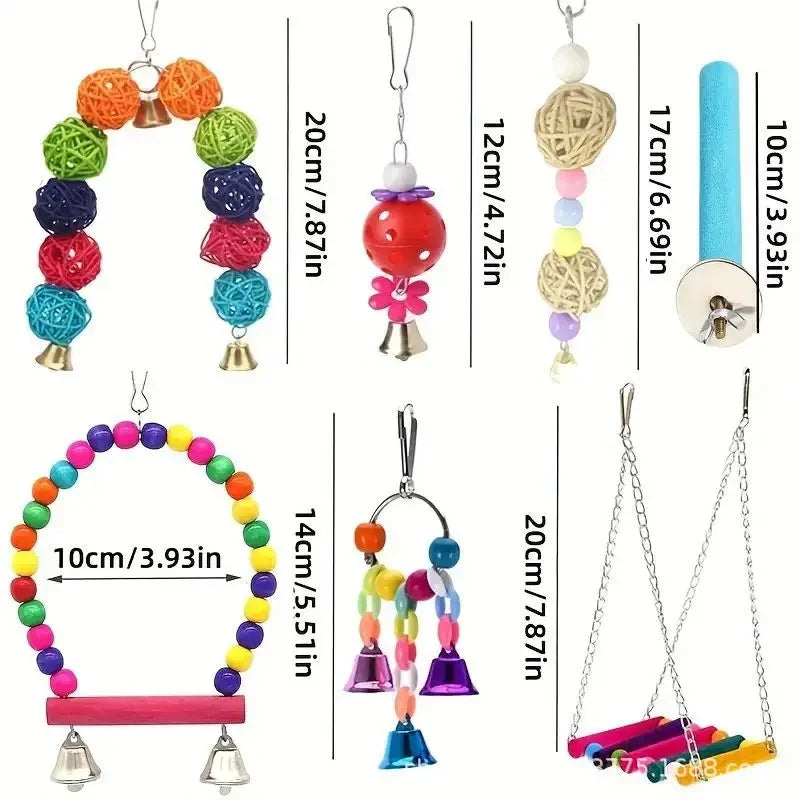 Bird Cage Toys for Parrots Wood Birds Swing Reliable Chewable Bite Bridge Wooden Beads Shape Parrot Toy Bird Toys - MyBestMate