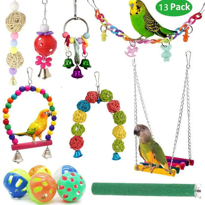 Bird Cage Toys for Parrots Wood Birds Swing Reliable Chewable Bite Bridge Wooden Beads Shape Parrot Toy Bird Toys - MyBestMate