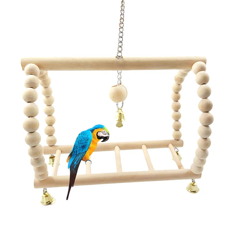 8PCS Set Combination Parrot Bird Toys Wood Articles Bite Pet Bird Toys For Parrot Training Bird Toy Swing Ball Bell Standing - MyBestMate