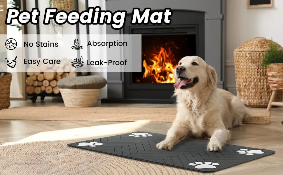 Pet Feeding Mat-Absorbent Pet Placemat for Food and Water Bowl, with Waterproof Rubber Backing, Quick Dry Water Mat for Dog Cat - MyBestMate