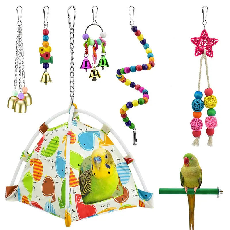 Bird Cage Toys for Parrots Wood Birds Swing Reliable Chewable Bite Bridge Wooden Beads Shape Parrot Toy Bird Toys - MyBestMate