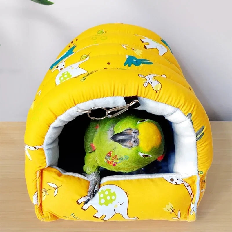 1pc Cute Print Bird Bed Mini Cage Rabbit Squirrel Mat Guinea Pig Nest Hamster House Small Animal Sleeping Bed Pet Hanging Cage - MyBestMate