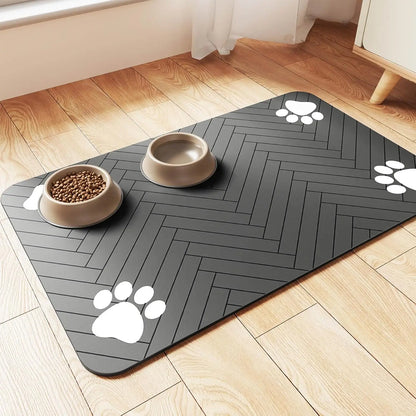 Pet Feeding Mat-Absorbent Pet Placemat for Food and Water Bowl, with Waterproof Rubber Backing, Quick Dry Water Mat for Dog Cat - MyBestMate