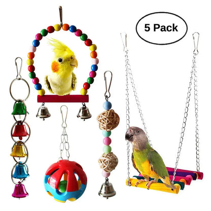 Bird Cage Toys for Parrots Wood Birds Swing Reliable Chewable Bite Bridge Wooden Beads Shape Parrot Toy Bird Toys - MyBestMate