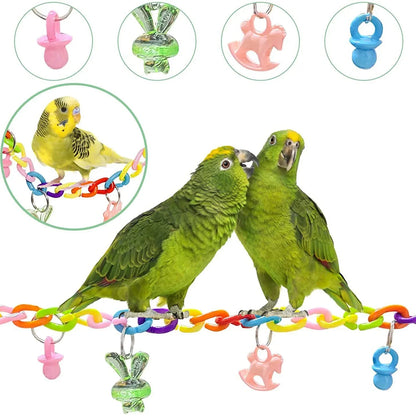 Bird Cage Toys for Parrots Wood Birds Swing Reliable Chewable Bite Bridge Wooden Beads Shape Parrot Toy Bird Toys - MyBestMate