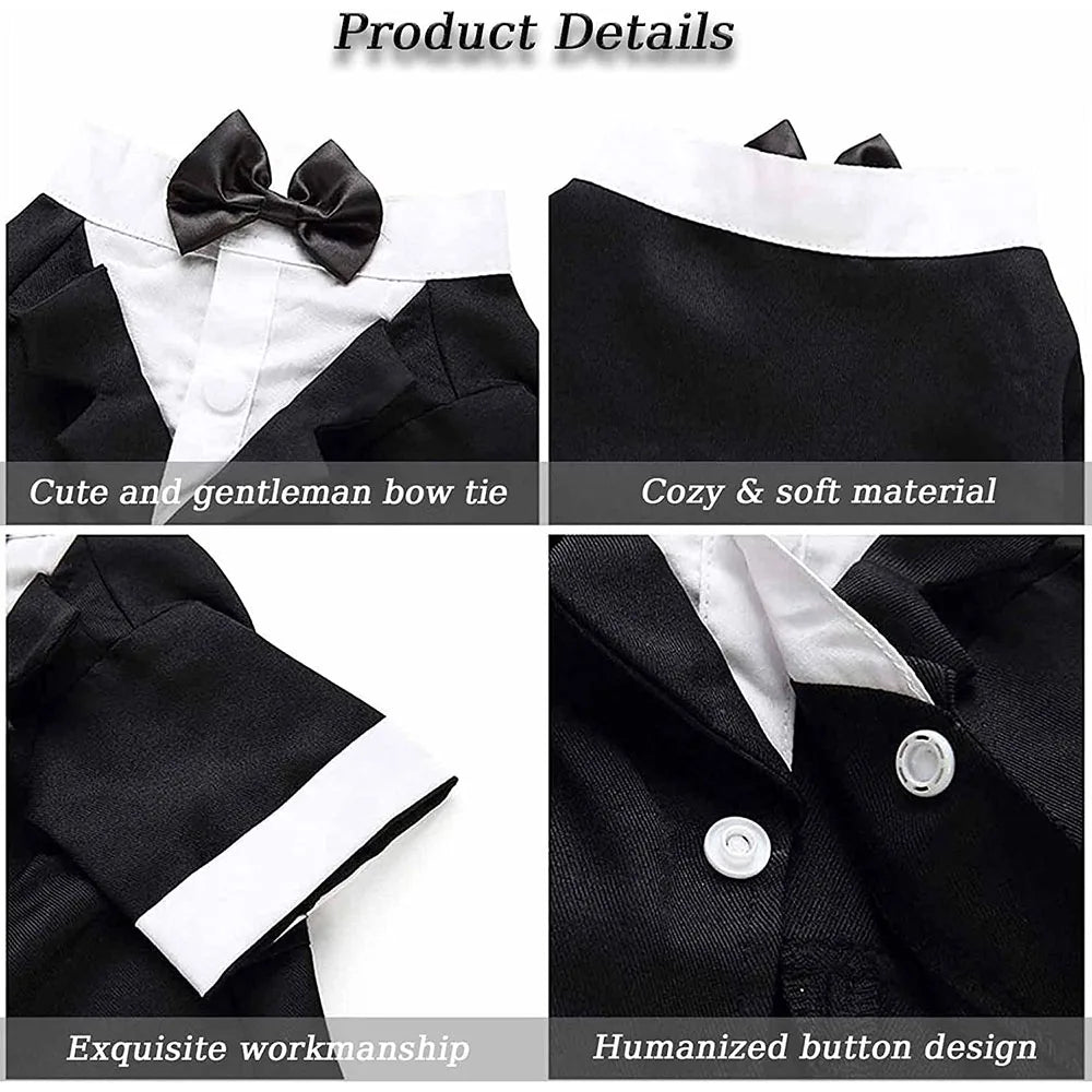 Dog Tuxedo Dog Suit Puppy Pet Tuxedo Wedding Party Costume Dog Prince Bow Tie Shirt Formal Dog Weeding Attire Dogs Cats Clothes - MyBestMate