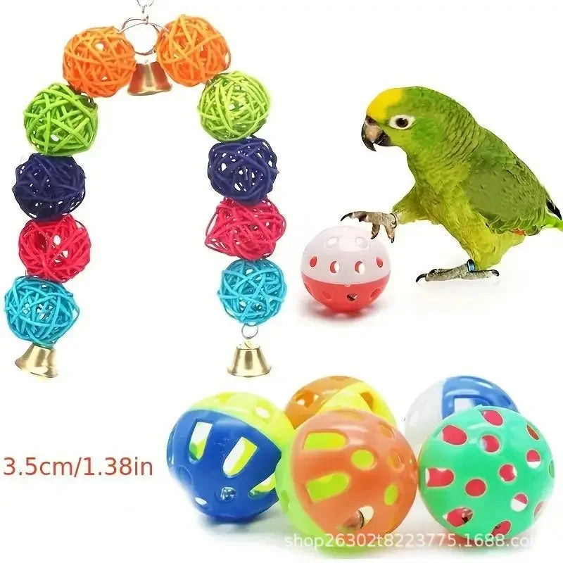 Bird Cage Toys for Parrots Wood Birds Swing Reliable Chewable Bite Bridge Wooden Beads Shape Parrot Toy Bird Toys - MyBestMate