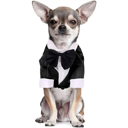 Dog Tuxedo Dog Suit Puppy Pet Tuxedo Wedding Party Costume Dog Prince Bow Tie Shirt Formal Dog Weeding Attire Dogs Cats Clothes - MyBestMate