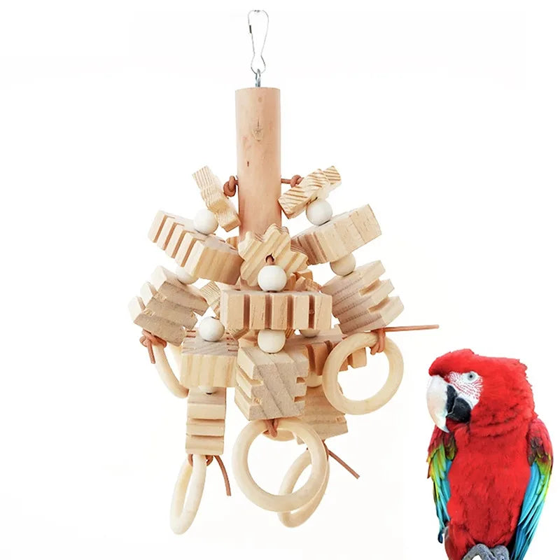 8PCS Set Combination Parrot Bird Toys Wood Articles Bite Pet Bird Toys For Parrot Training Bird Toy Swing Ball Bell Standing - MyBestMate