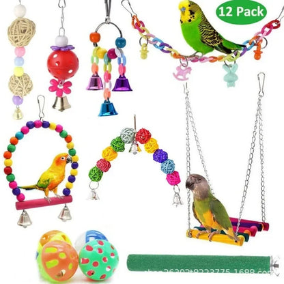 Bird Cage Toys for Parrots Wood Birds Swing Reliable Chewable Bite Bridge Wooden Beads Shape Parrot Toy Bird Toys - MyBestMate