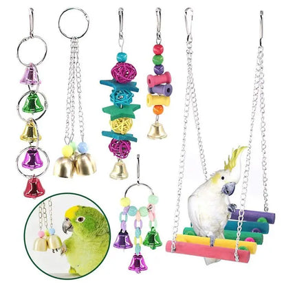 Bird Cage Toys for Parrots Wood Birds Swing Reliable Chewable Bite Bridge Wooden Beads Shape Parrot Toy Bird Toys - MyBestMate