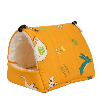 1pc Cute Print Bird Bed Mini Cage Rabbit Squirrel Mat Guinea Pig Nest Hamster House Small Animal Sleeping Bed Pet Hanging Cage - MyBestMate