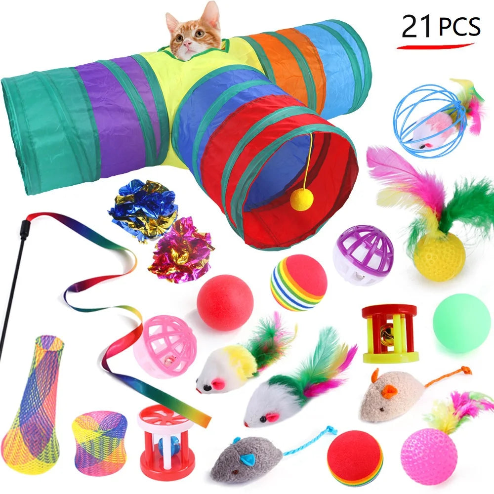 Cat Kitten Toys Set Variety Pack Pet Cat Toy Combination Set Cat Toys Teaser Funny Cat Stick Sisal Mouse Bell Ball Cat Supplies - MyBestMate