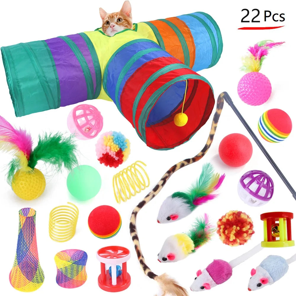 Cat Kitten Toys Set Variety Pack Pet Cat Toy Combination Set Cat Toys Teaser Funny Cat Stick Sisal Mouse Bell Ball Cat Supplies - MyBestMate