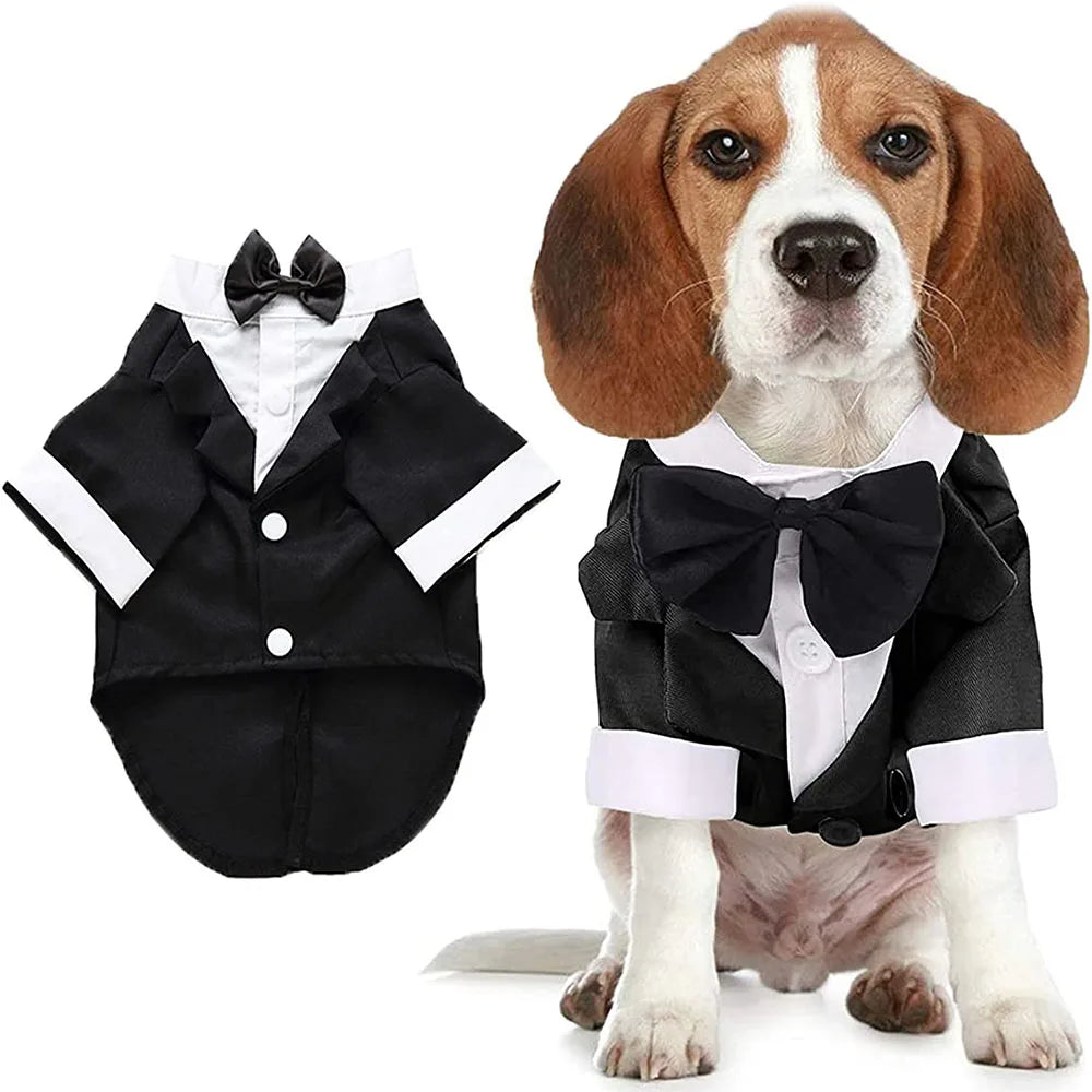 Dog Tuxedo Dog Suit Puppy Pet Tuxedo Wedding Party Costume Dog Prince Bow Tie Shirt Formal Dog Weeding Attire Dogs Cats Clothes - MyBestMate