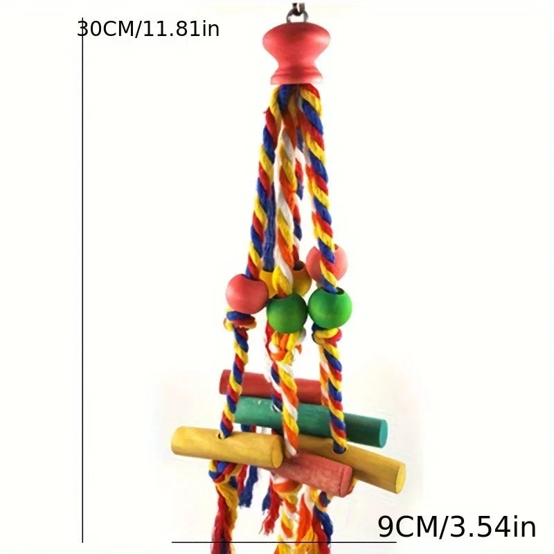 8PCS Set Combination Parrot Bird Toys Wood Articles Bite Pet Bird Toys For Parrot Training Bird Toy Swing Ball Bell Standing - MyBestMate