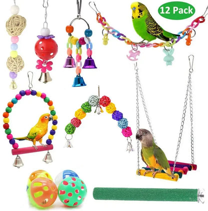 Bird Cage Toys for Parrots Wood Birds Swing Reliable Chewable Bite Bridge Wooden Beads Shape Parrot Toy Bird Toys - MyBestMate