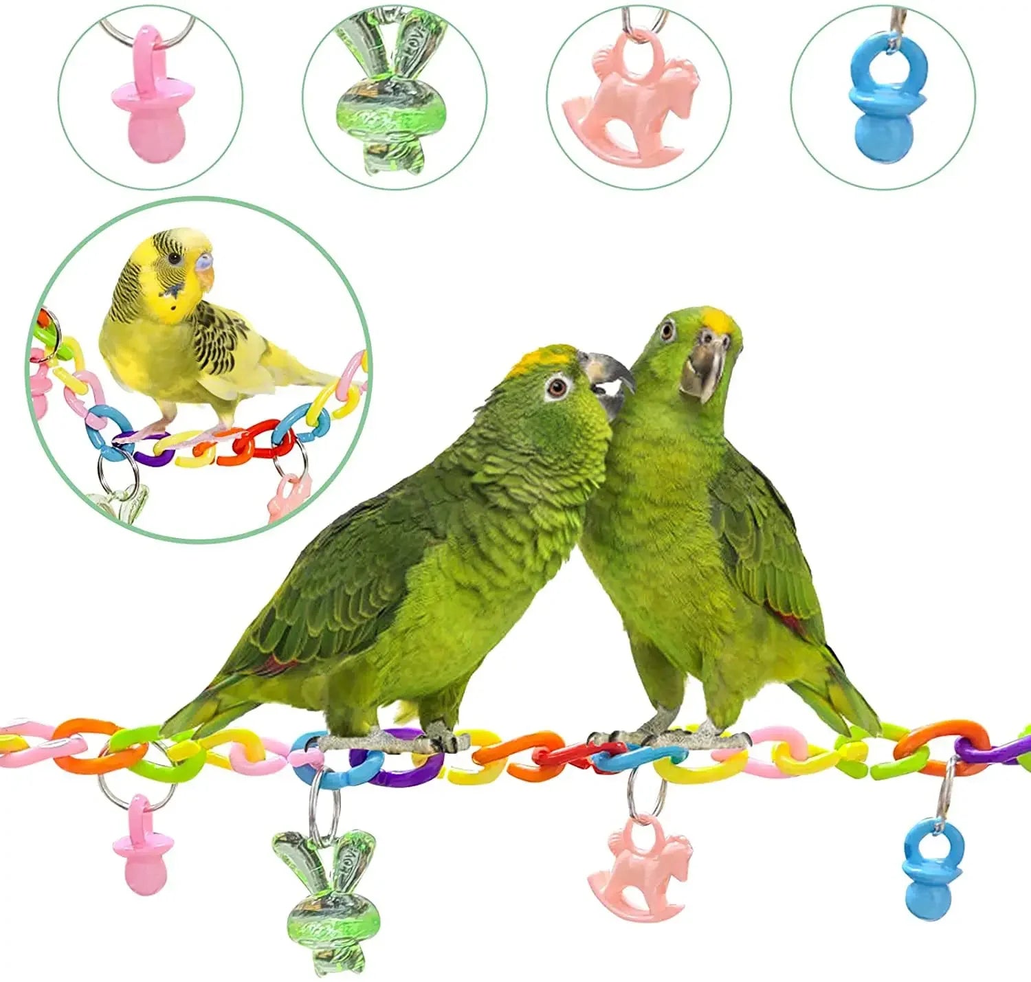 Bird Cage Toys for Parrots Wood Birds Swing Reliable Chewable Bite Bridge Wooden Beads Shape Parrot Toy Bird Toys - MyBestMate