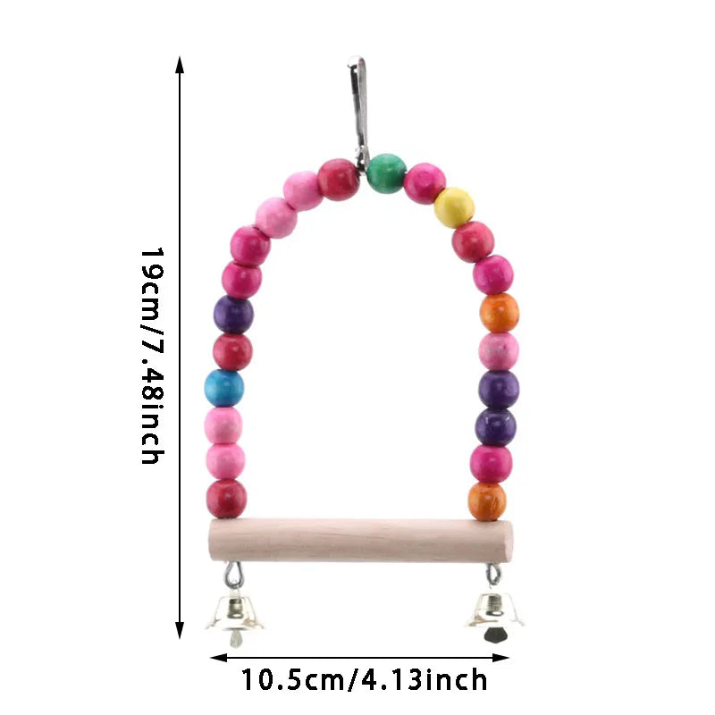 8PCS Set Combination Parrot Bird Toys Wood Articles Bite Pet Bird Toys For Parrot Training Bird Toy Swing Ball Bell Standing - MyBestMate